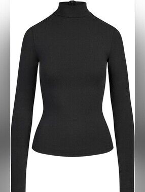 SKIMS Cotton Jersey Turtleneck Top - Onyx medium